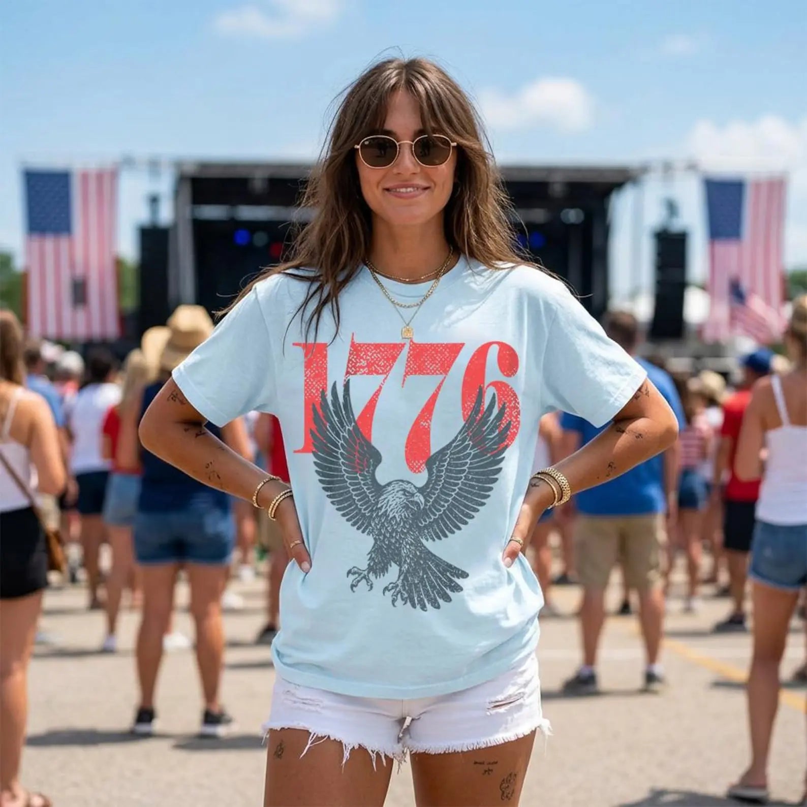🦅1776 Bald Eagle Patriotic Graphic T-Shirt/Sweatshirt/Hoodie