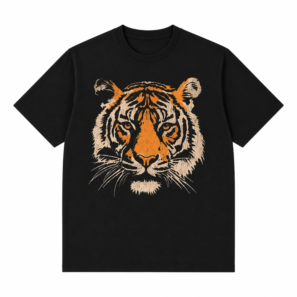 Vintage Tiger Graphic Hoodie/T-Shirt, Retro Wildlife Pullover Sweatshirt for Men & Women