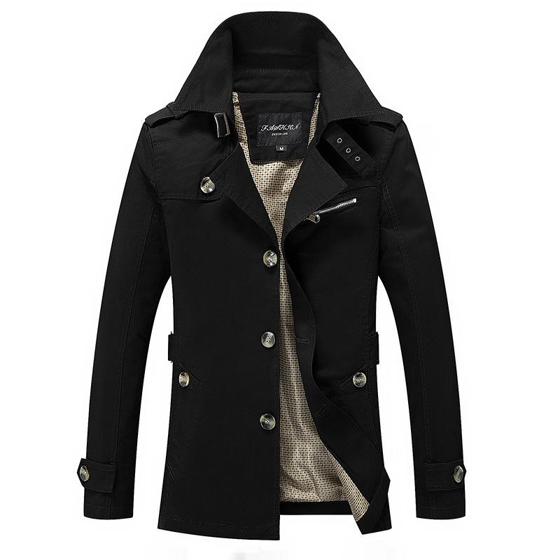 Men's Slim Fit Trench Coat with Lapel Collar, Shoulder Epaulettes & Buckle Cuffs – Smart Casual Outerwear for Work & Everyday Wear