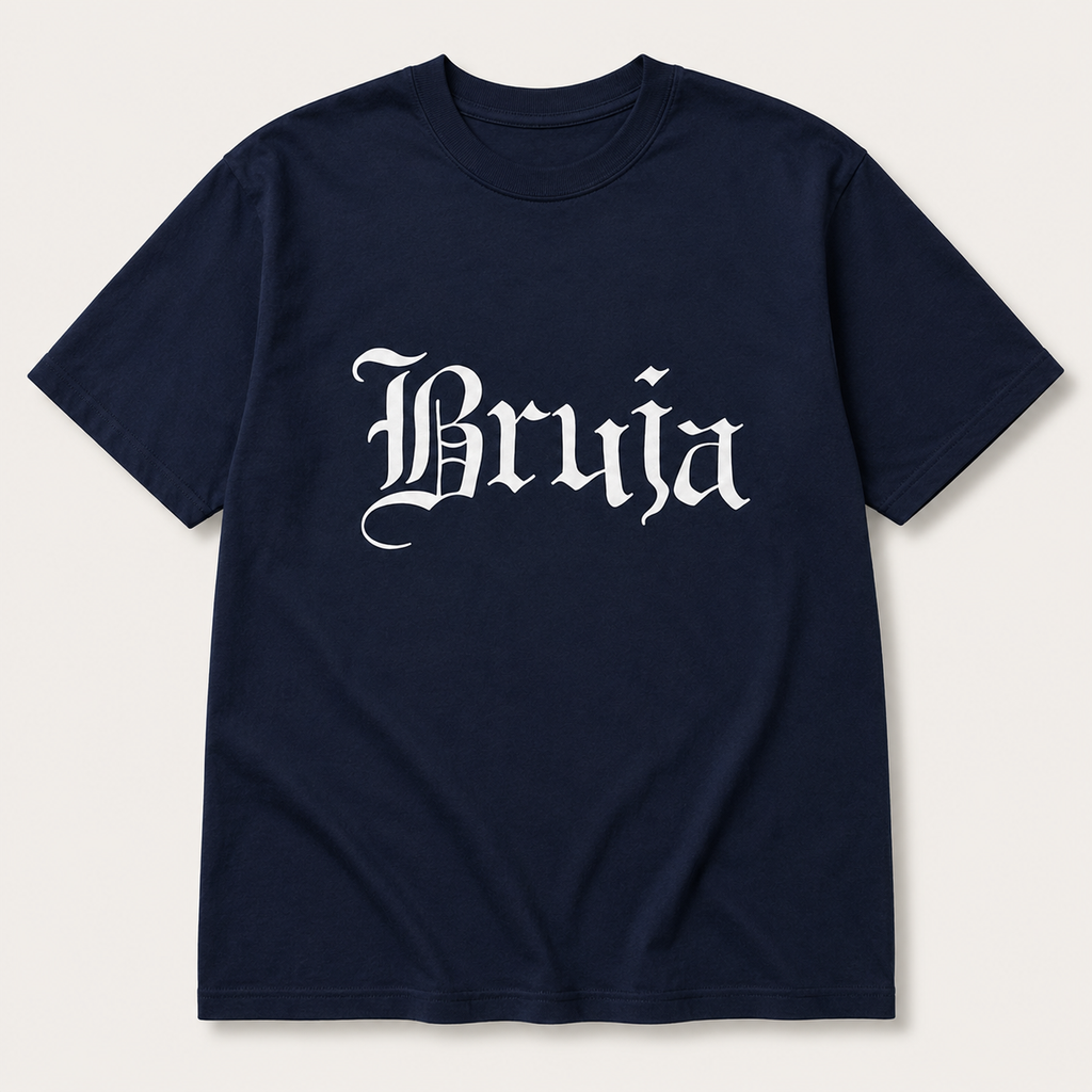 Bruja Graphic T-Shirt, Sweatshirt & Hoodie – Gothic Witchy Letter Print, Latina Halloween Spooky Season Apparel