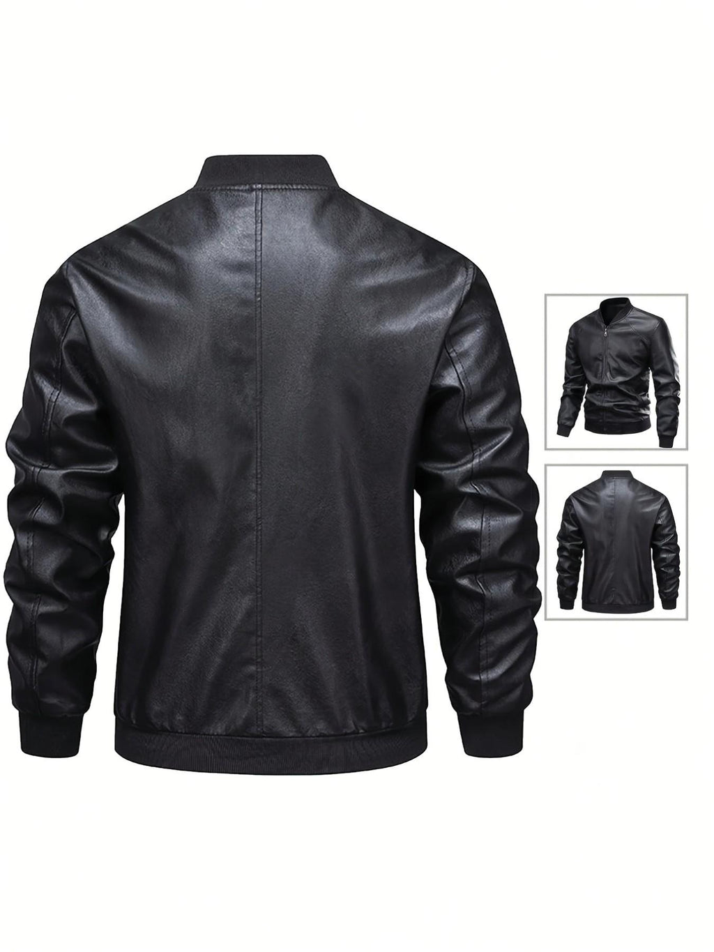 Men’s Faux Leather Bomber Jacket – Vintage Style, Slim Fit & Zip-Up Design