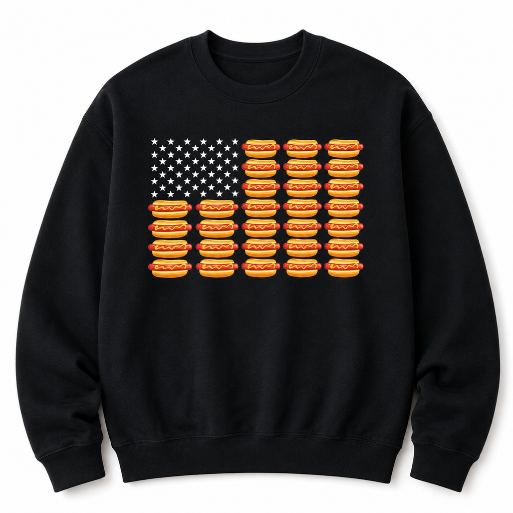 Funny Hot Dog American Flag July 4th Summer BBQ T-Shirt/Sweatshirt/Hoodie