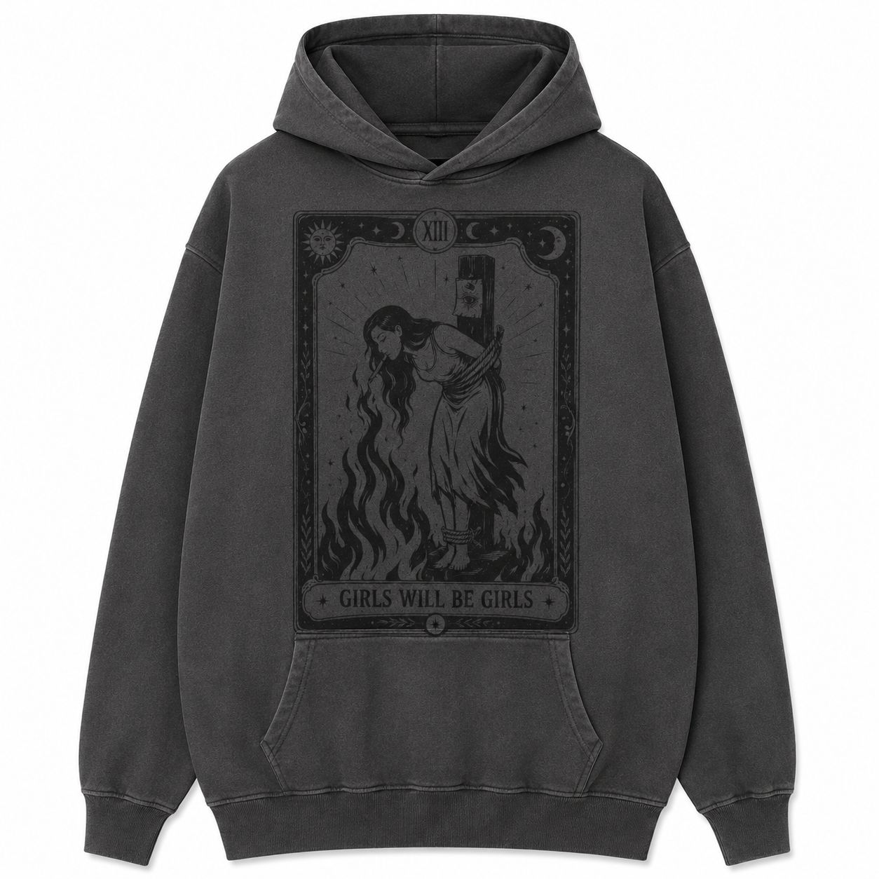 Girls Will Be Girls Witchy Graphic T-Shirt/Sweatshirt/Hoodie – Vintage Tarot Inspired Women's Halloween Tee