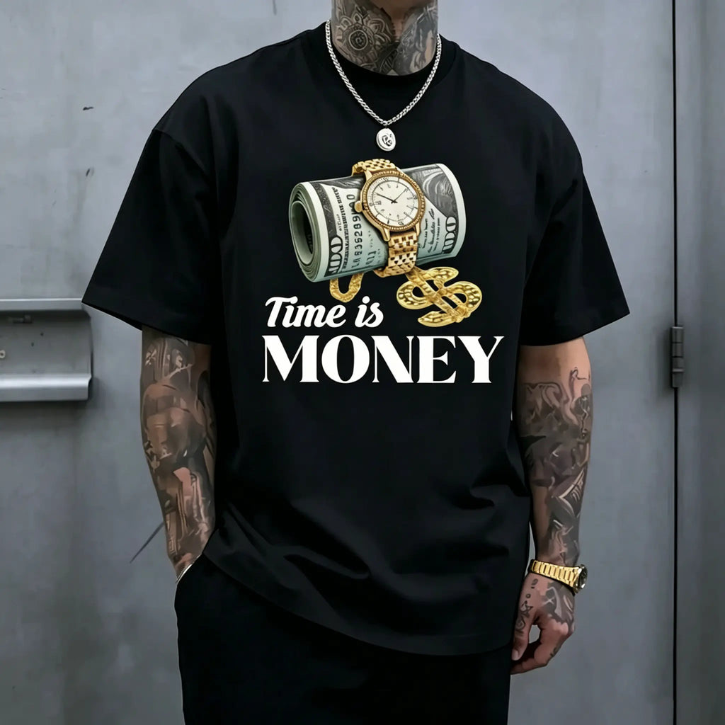 Time Is Money Graphic T-Shirt/Sweatshirt/Hoodie– Cash & Gold Watch Hip Hop Streetwear Tee