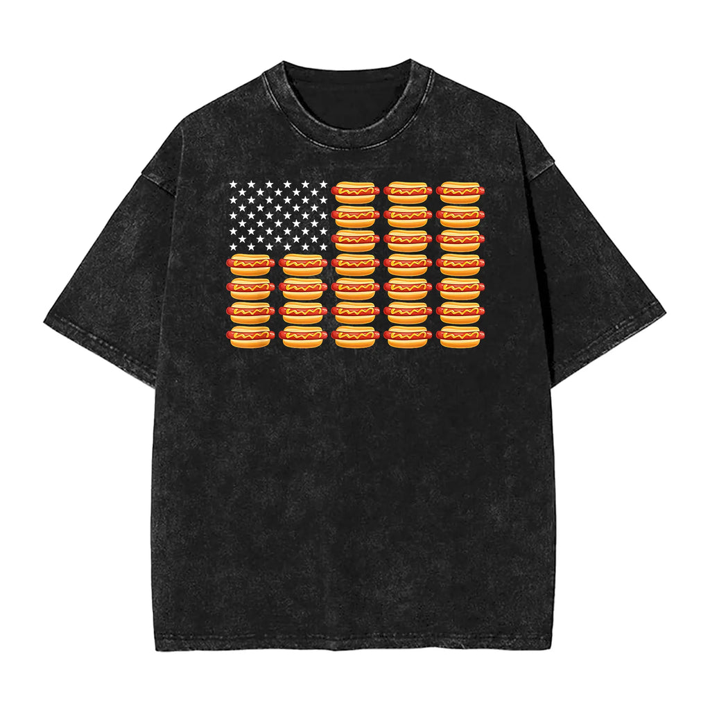 Funny Hot Dog American Flag July 4th Summer BBQ T-Shirt/Sweatshirt/Hoodie