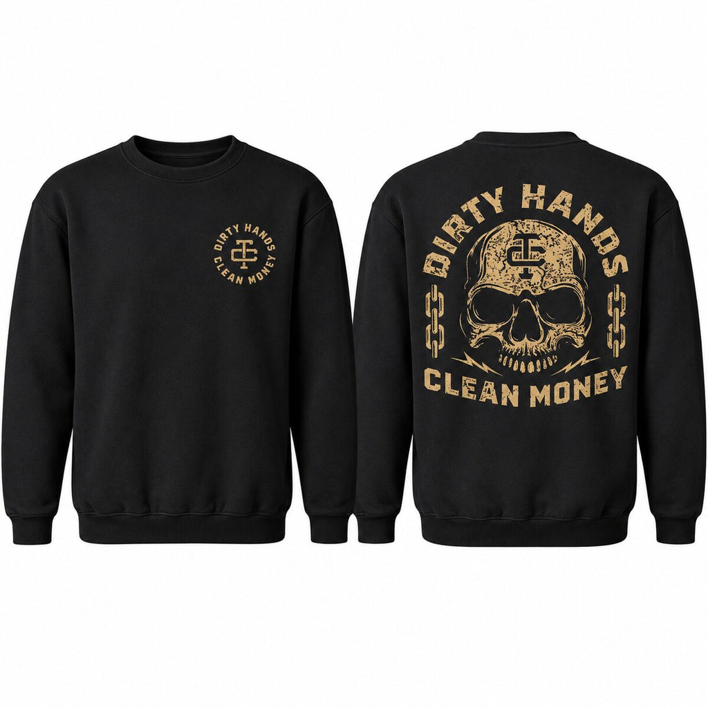 Dirty Hands Clean Money Skull Hoodie/Sweatshirt/T-shirt – Blue Collar Workwear Graphic Pullover