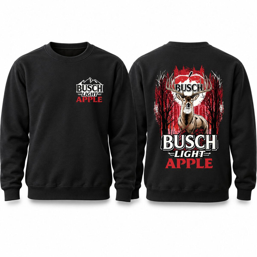 Busch Light Apple Hunting Hoodie/Sweatshirt/T-shirt – Vintage Deer Graphic Pullover Sweatshirt