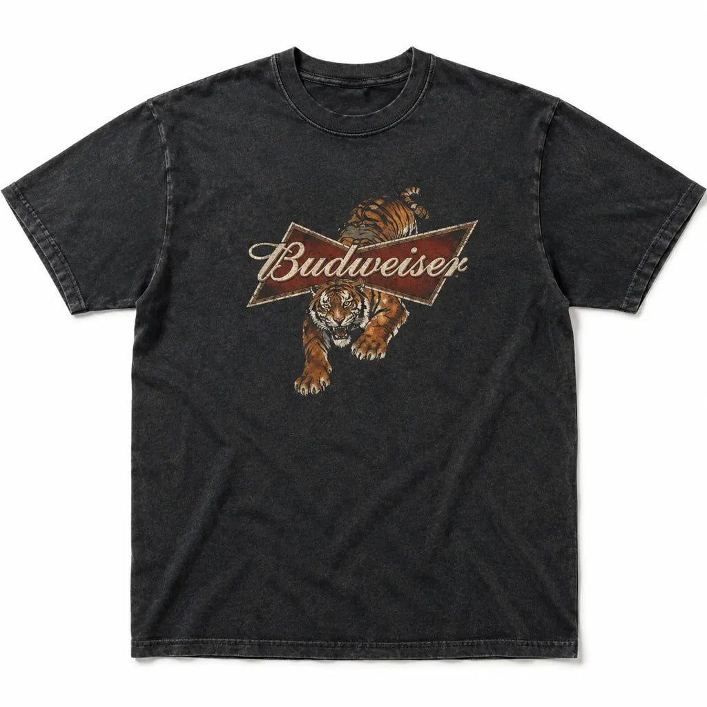 Budweiser Tiger Graphic T-Shirt, Sweatshirt & Hoodie – Vintage Beer Logo Print, Retro Wild Tiger Graphic, Y2K Casual Streetwear