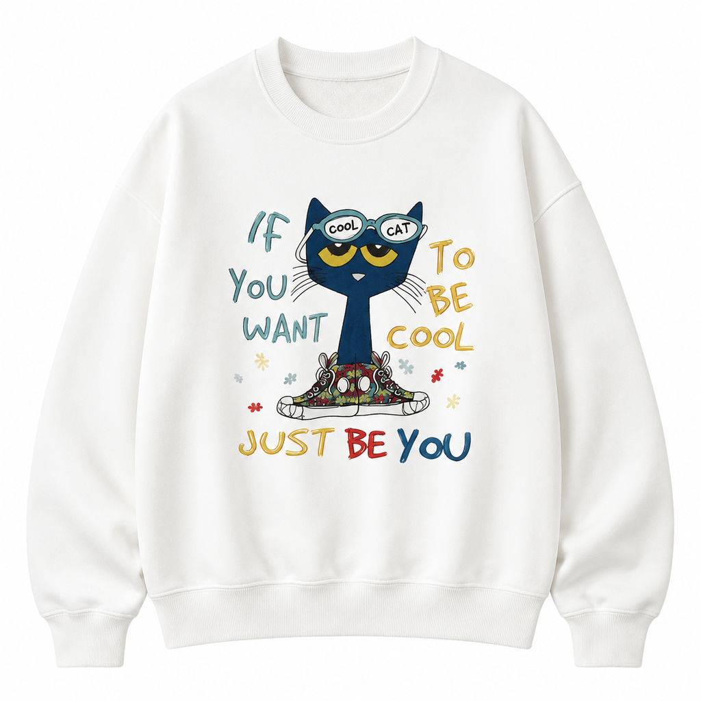 Be Yourself Cat Graphic T-Shirt/Sweatshirt/Hoodie – Cute Vintage Cartoon Tee