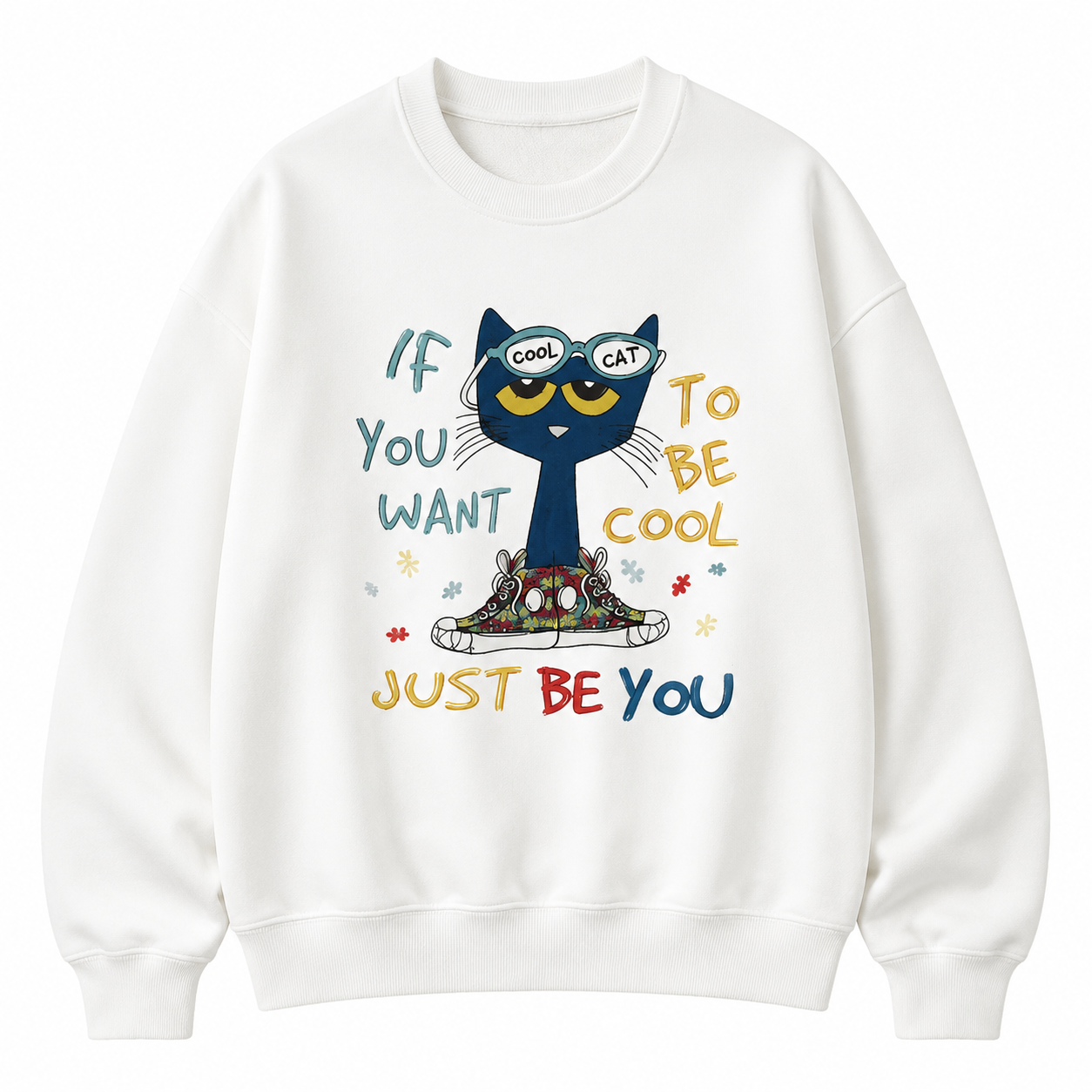 Be Yourself Cat Graphic T-Shirt/Sweatshirt/Hoodie – Cute Vintage Cartoon Tee