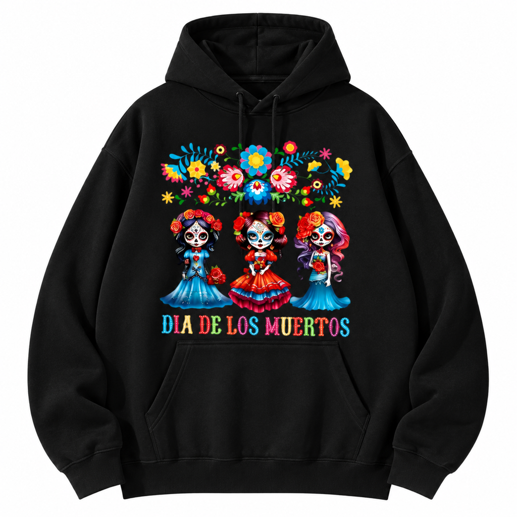 Dia de los Muertos T-Shirt/Sweatshirt/Hoodie – Colorful Sugar Skull Girls Floral Day of the Dead Graphic Tee