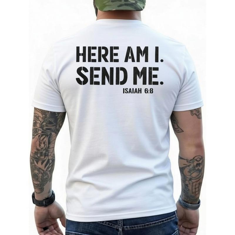 Here Am I Send Me Christian T-Shirt/Sweatshirt/Hoodie – Isaiah 6:8 Faith Graphic Tee, Unisex Bible Verse Shirt