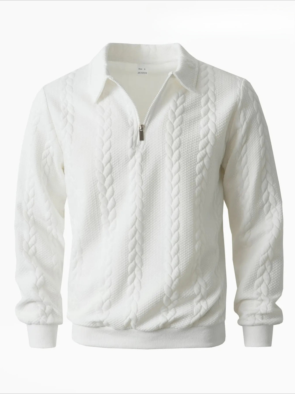 Men's Cable Knit Quarter-Zip Polo Sweater – Old Money Long Sleeve Textured Knit Pullover