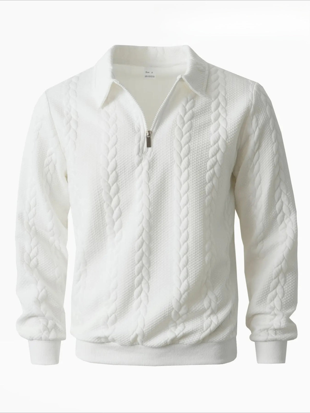 Men's Cable Knit Quarter-Zip Polo Sweater – Old Money Long Sleeve Textured Knit Pullover