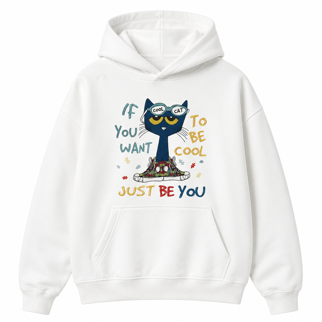 Be Yourself Cat Graphic T-Shirt/Sweatshirt/Hoodie – Cute Vintage Cartoon Tee