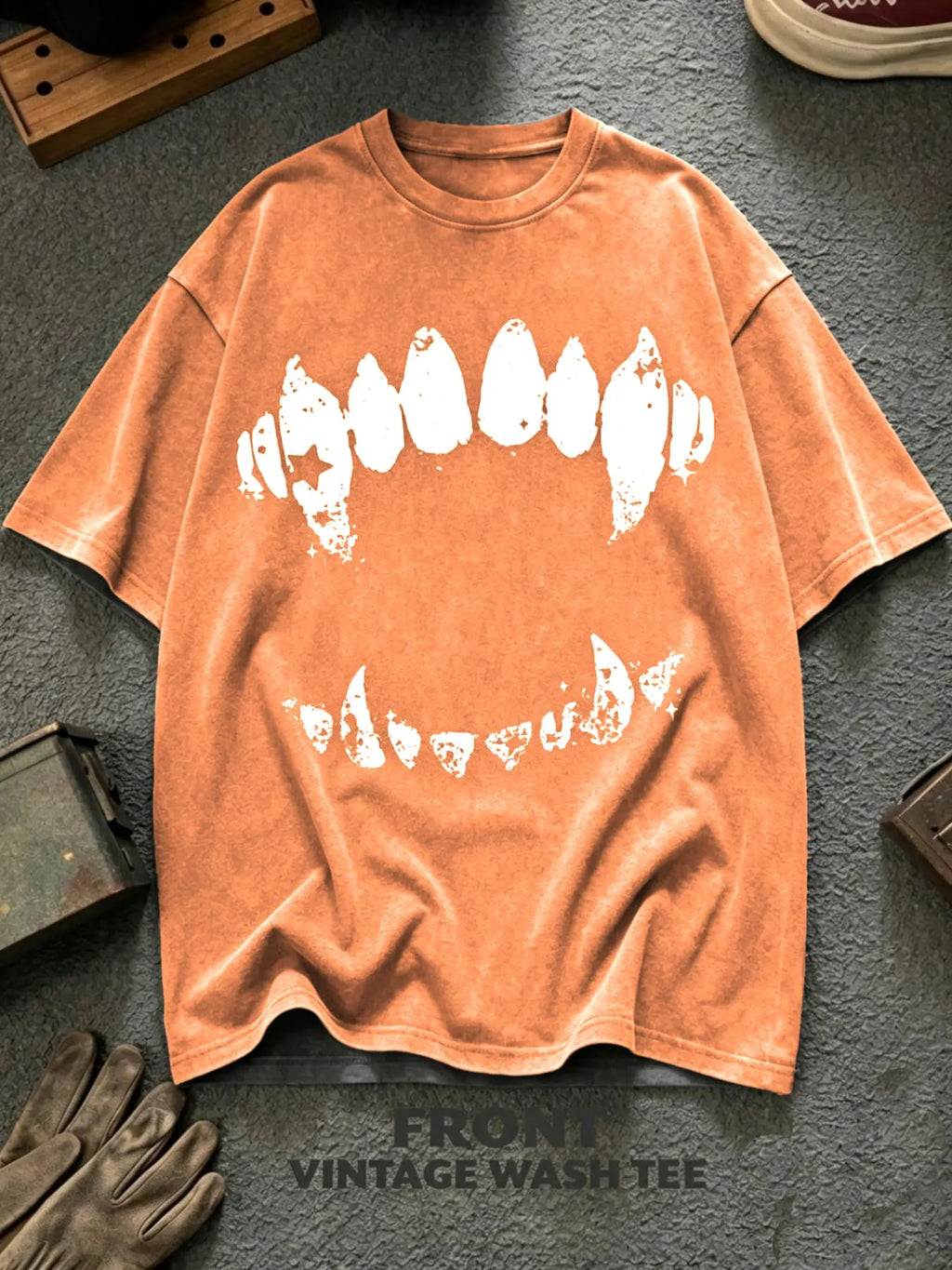 Vintage Vampire Fangs T-Shirt/Sweatshirt/Hoodie – Gothic Horror Bite Graphic Washed Tee
