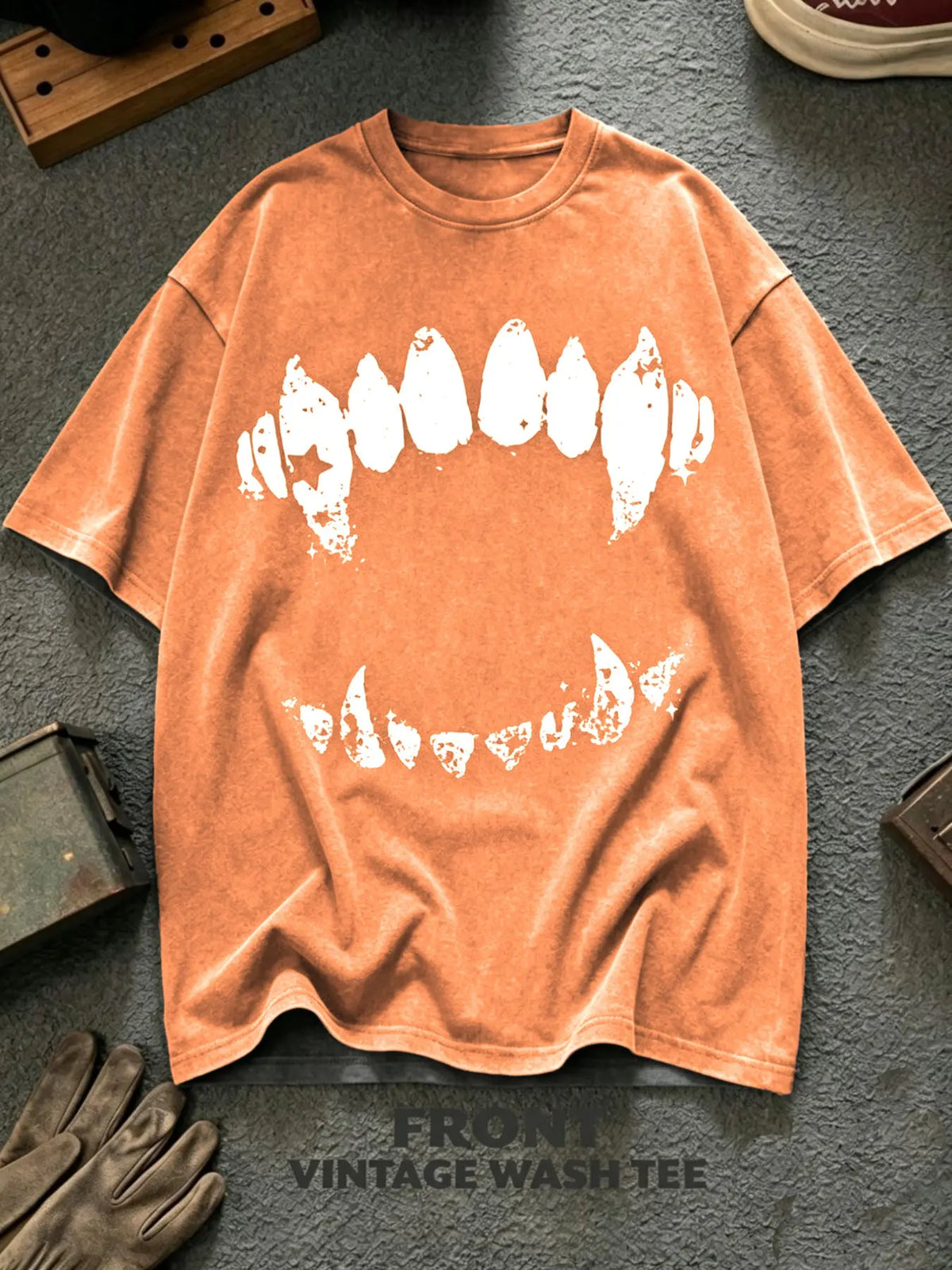 Vintage Vampire Fangs T-Shirt/Sweatshirt/Hoodie – Gothic Horror Bite Graphic Washed Tee