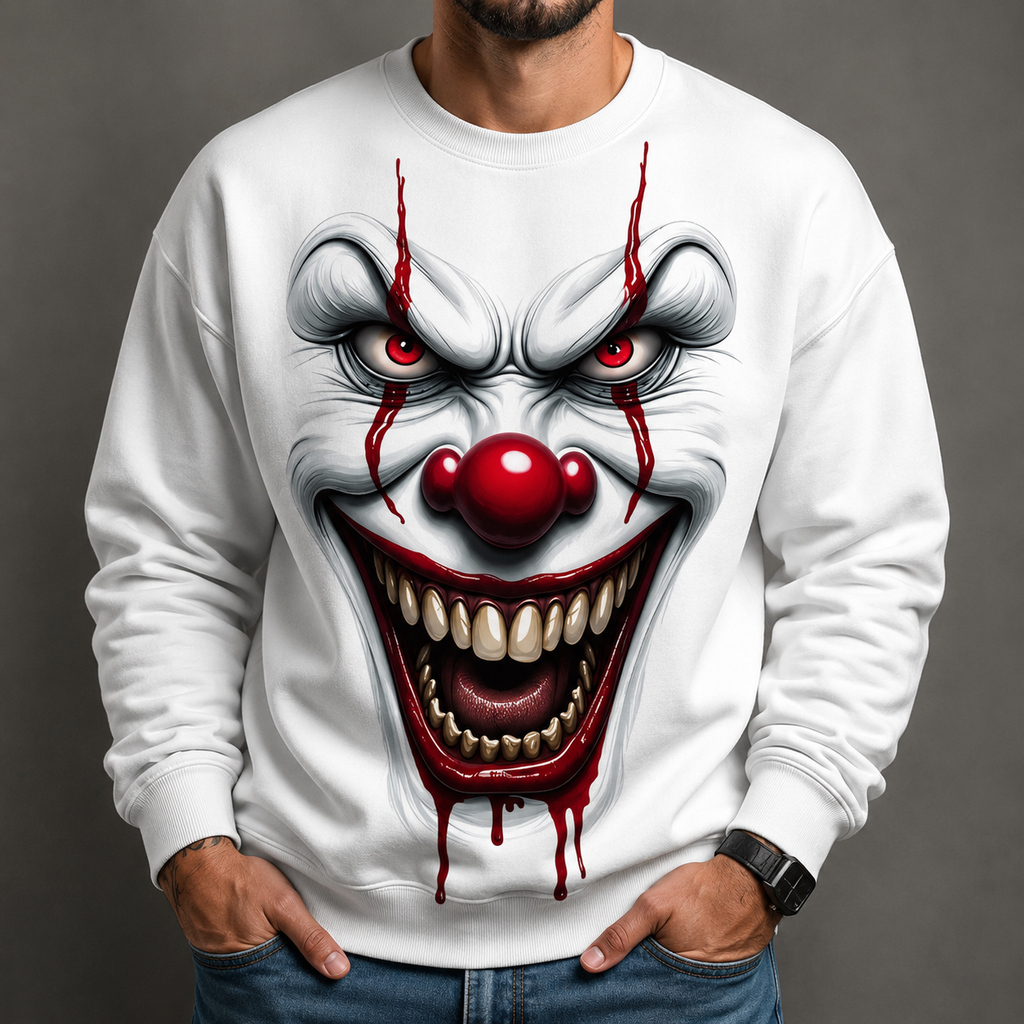 Horror Clown Graphic T-Shirt/Sweatshirt/Hoodie - Stylish Halloween Grimace Tee