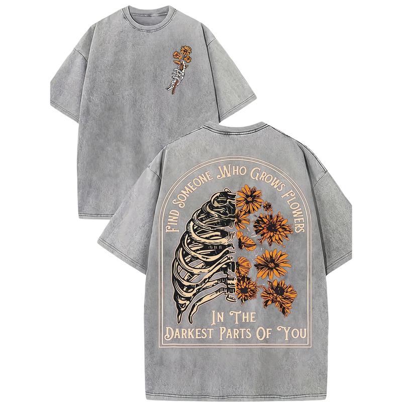 Dark Floral Skeleton Graphic Shirt – Vintage Gothic Skull T-Shirt, Sweatshirt & Hoodie