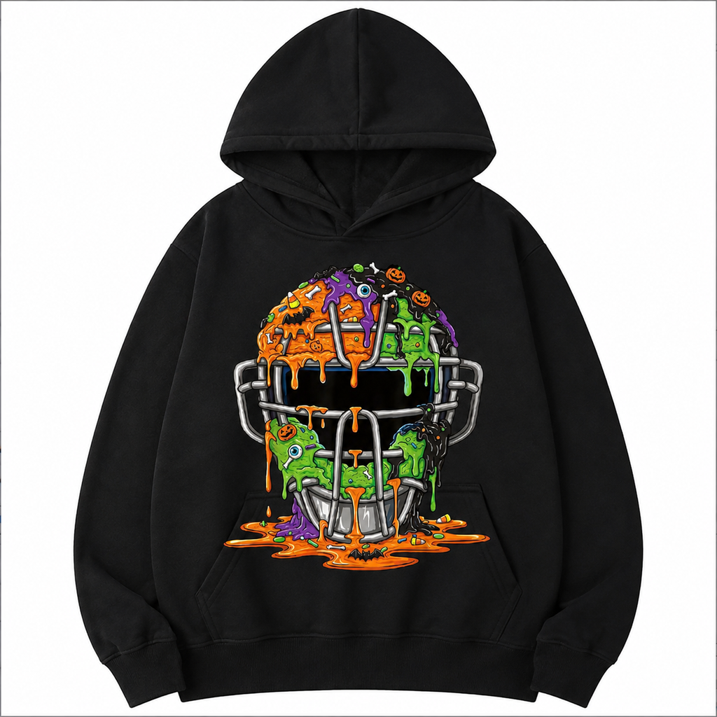 Halloween Baseball Catcher Shirt – Spooky Drip Catcher Mask Graphic Tee, Sweatshirt & Hoodie