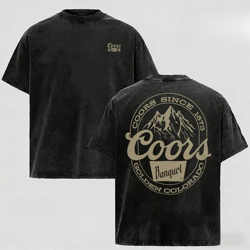 Coors Banquet Mountain Graphic T-Shirt, Sweatshirt & Hoodie – Vintage Western Beer Logo Print, Retro Outdoor Country Apparel
