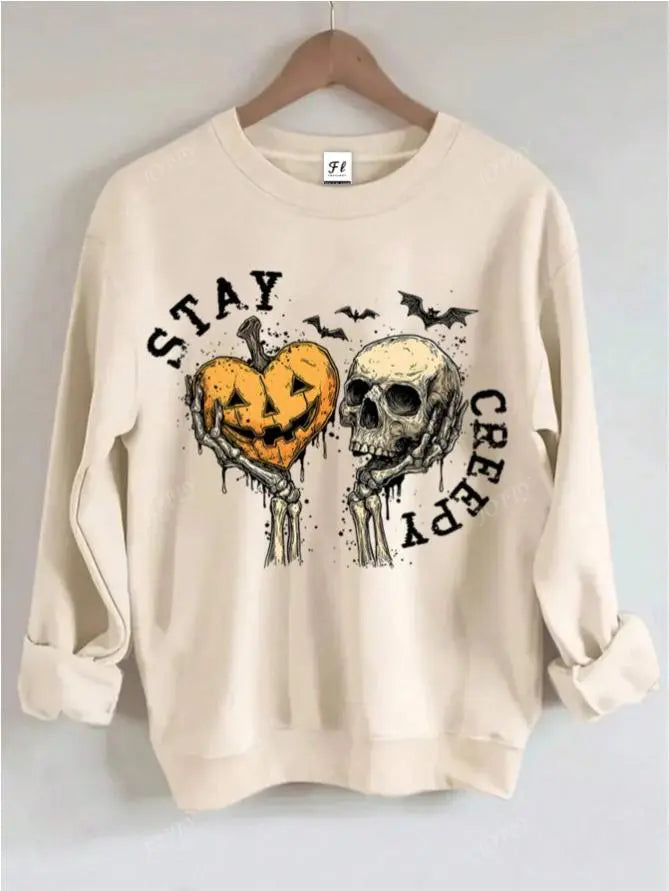 Women's Skeleton Hand Sweatshirt, Retro Grunge Graphic Sweatshirts, Dripping Heart Printed Cotton‑Blend Halloween Tops, Unique Eye‑Catching Graphic Print, All‑Day Wear Outfit, Back‑to‑School Clothing, First Day of School Casual Outfits Unisex,sohochi - image 2