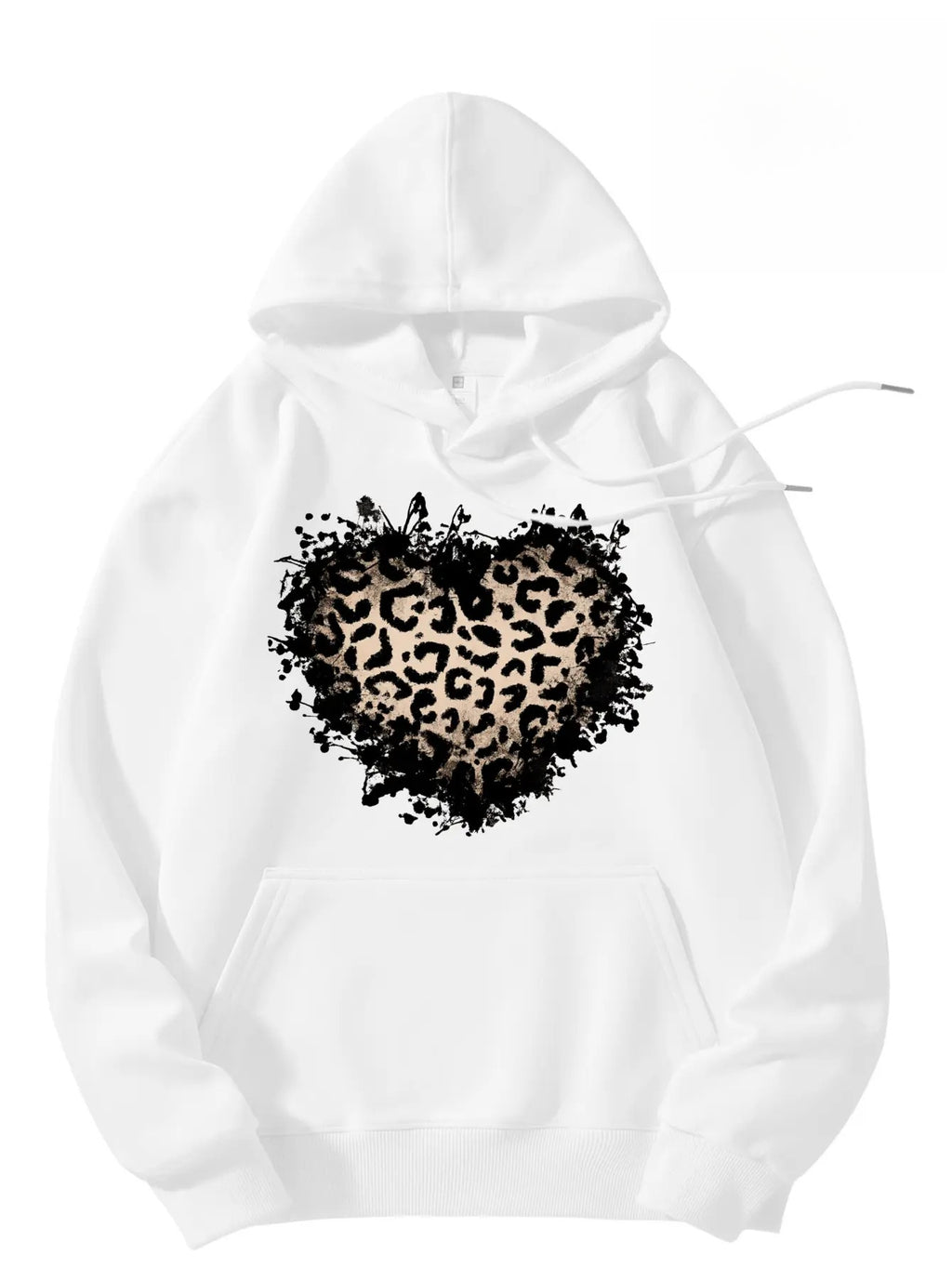 Women’s Leopard Heart Hoodie/Sweatshirt/T-shirt – Distressed Graphic Casual Pullover Sweatshirt