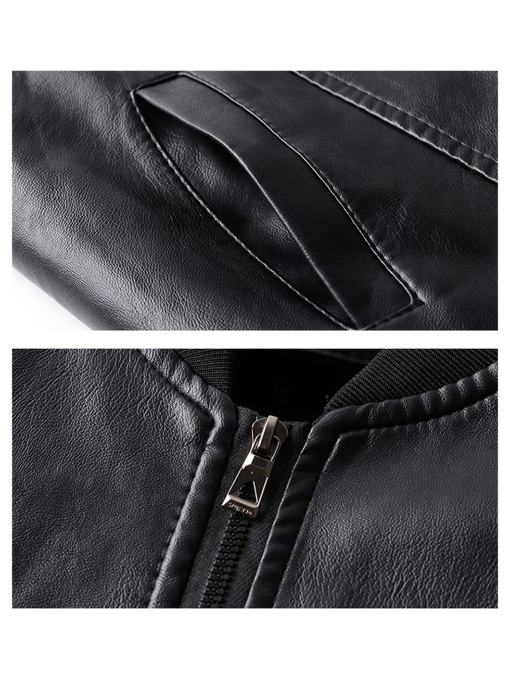Men’s Faux Leather Bomber Jacket – Vintage Style, Slim Fit & Zip-Up Design