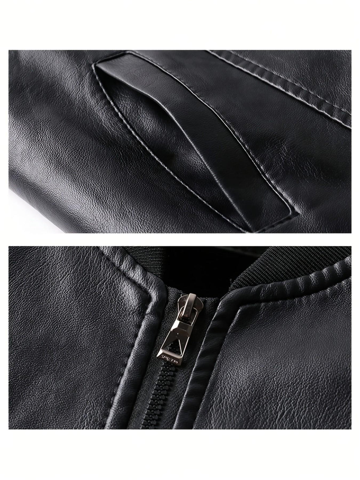Men’s Faux Leather Bomber Jacket – Vintage Style, Slim Fit & Zip-Up Design