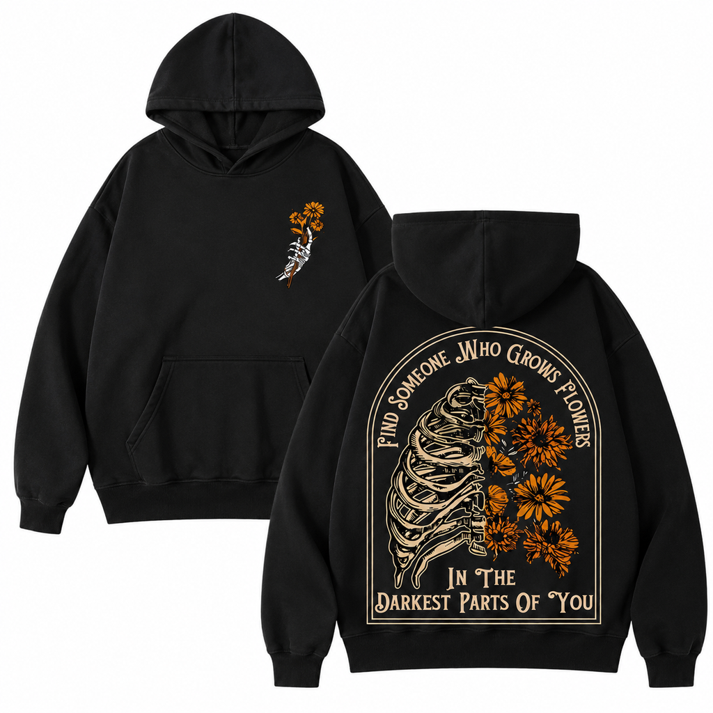 Dark Floral Skeleton Graphic Shirt – Vintage Gothic Skull T-Shirt, Sweatshirt & Hoodie