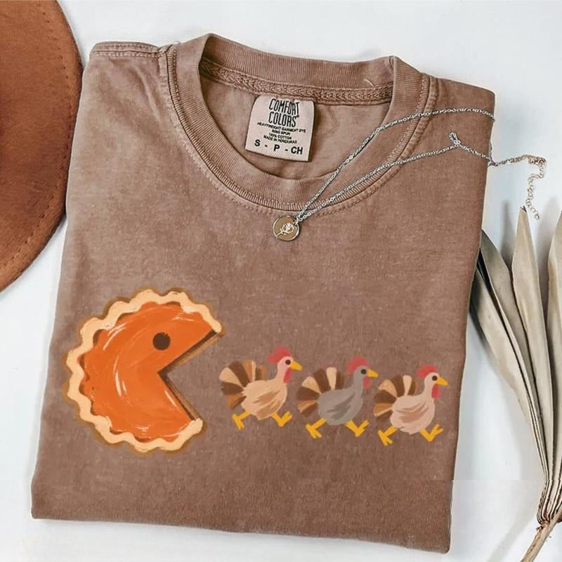 Funny Thanksgiving Pumpkin Pie & Turkey Graphic T-Shirt, Sweatshirt & Hoodie