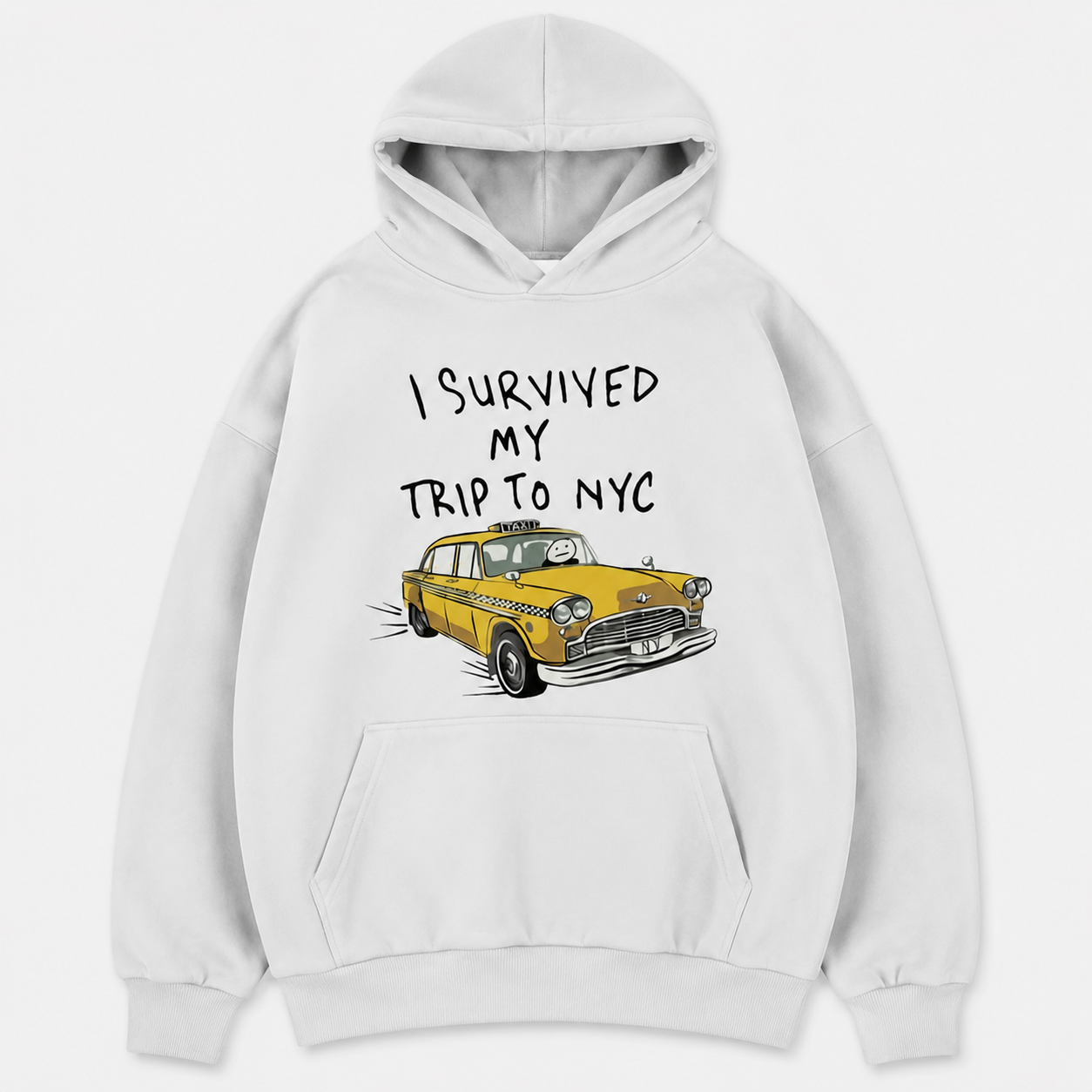 I Survived My Trip To NYC Graphic T-Shirt /Sweatshirt/Hoodie– Funny New York Taxi Tee, Casual Travel Souvenir Shirt