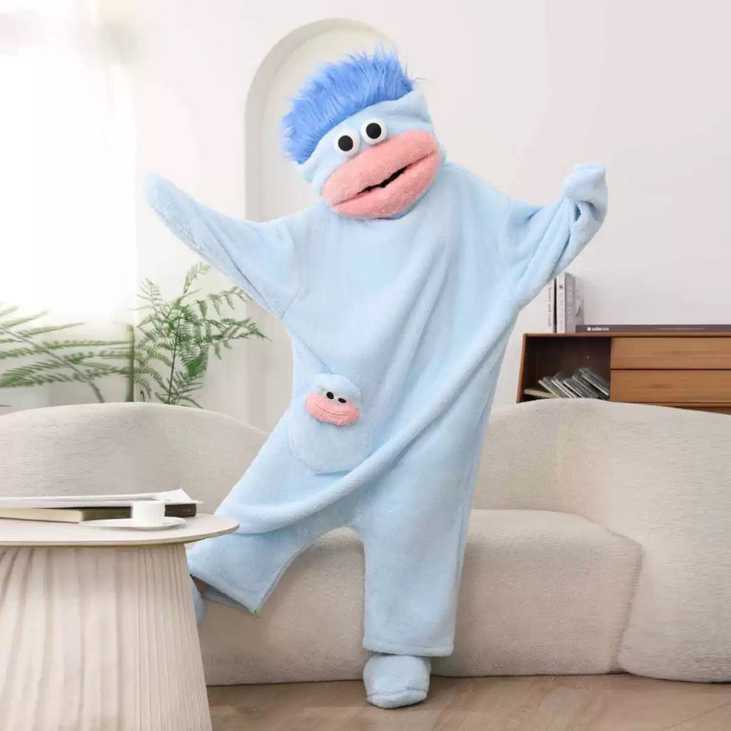 Cute Monster Wearable Blanket Hoodie – Oversized Ultra Soft Fleece Hooded Blanket for Women & Men, Cozy Warm Pullover for Lounging, Camping & Gifts