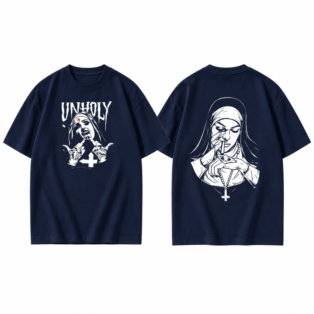 Unholy Nun Gothic Graphic T-Shirt/Sweatshirt/Hooide – Dark Alternative Front & Back Streetwear Tee