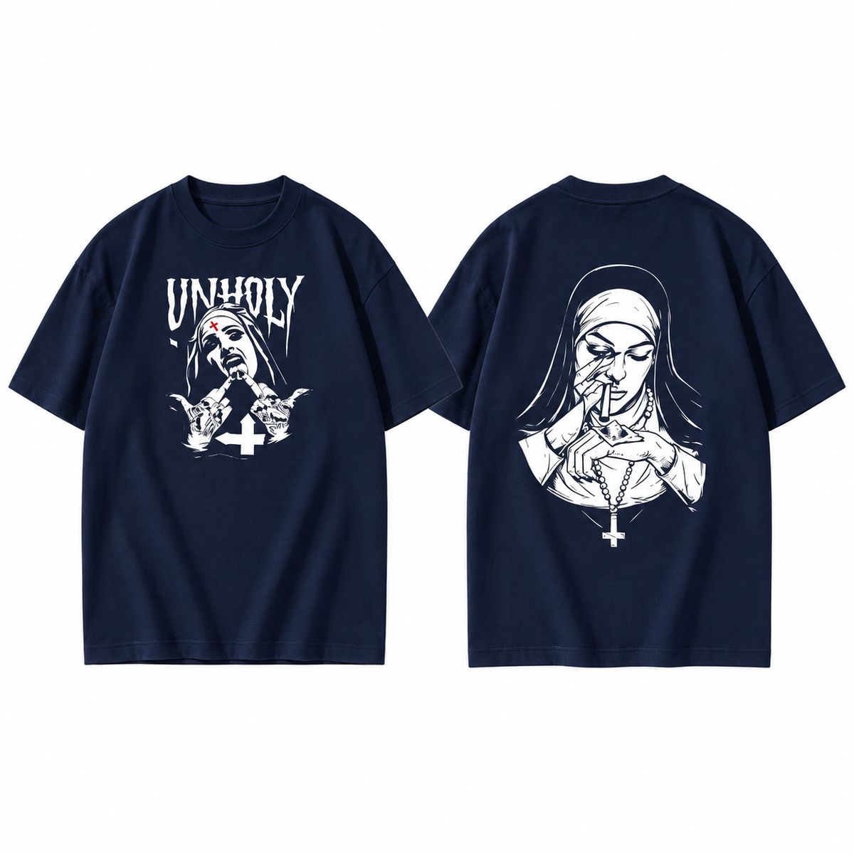 Unholy Nun Gothic Graphic T-Shirt/Sweatshirt/Hooide – Dark Alternative Front & Back Streetwear Tee