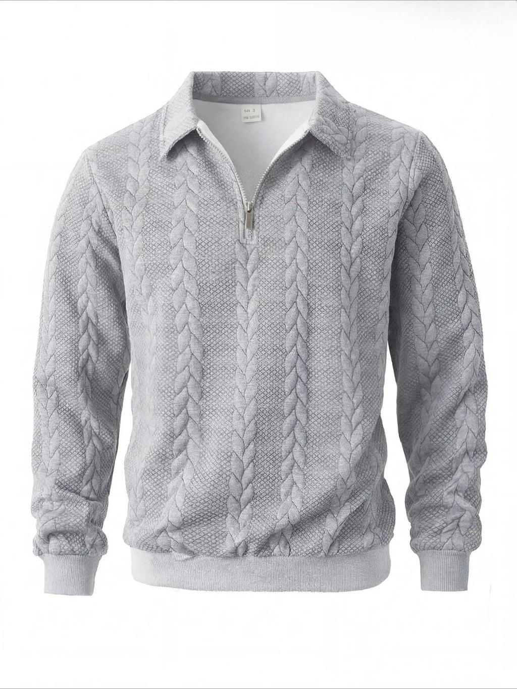 Men's Cable Knit Quarter-Zip Polo Sweater – Old Money Long Sleeve Textured Knit Pullover