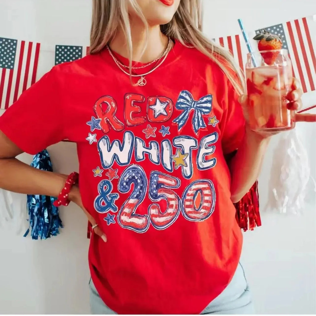 Red, White & 250 Patriotic Graphic Tee/Sweatshirt/Hoodie