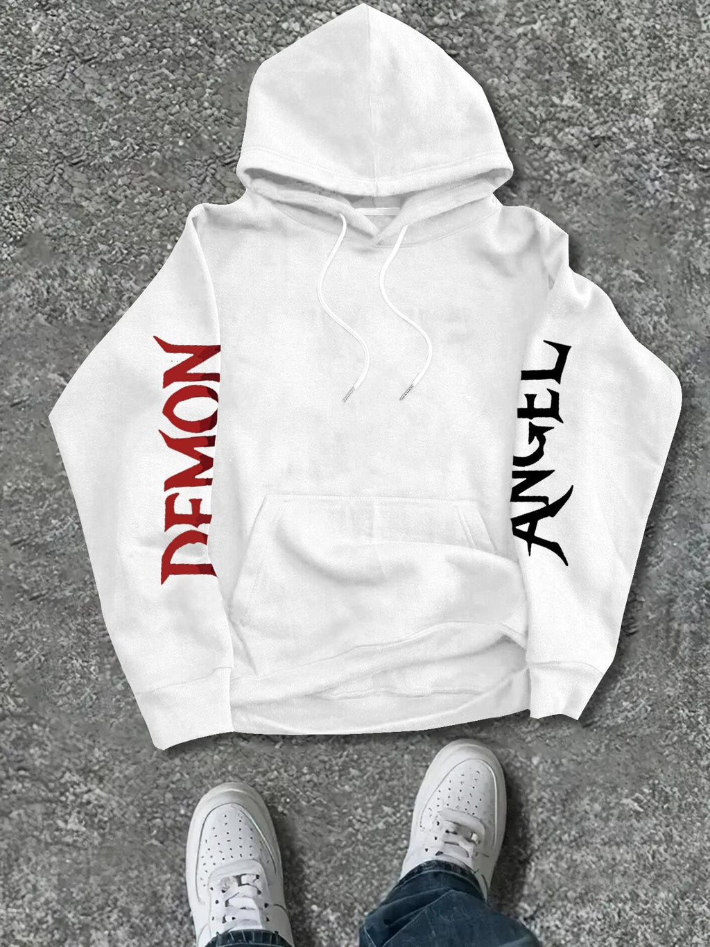 Angel & Demon Gothic Hoodie/Sweatshirt – Dual Wing Graphic Streetwear Sweatshirt