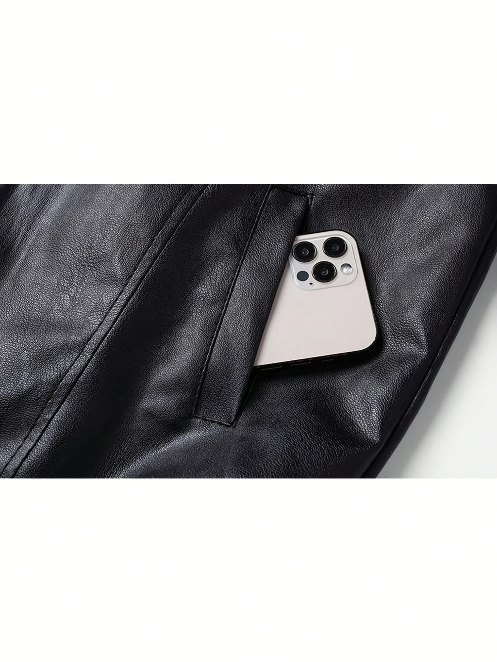 Men’s Faux Leather Bomber Jacket – Vintage Style, Slim Fit & Zip-Up Design