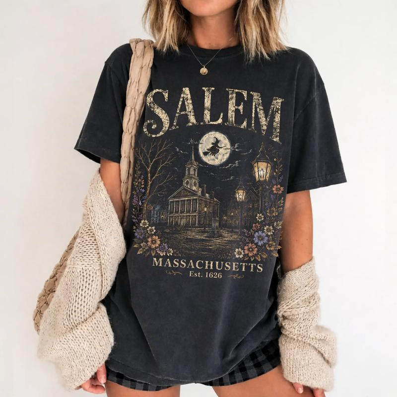 Salem Massachusetts T-Shirt/Sweatshirt/Hoodie – Vintage Witch City Halloween Graphic Tee
