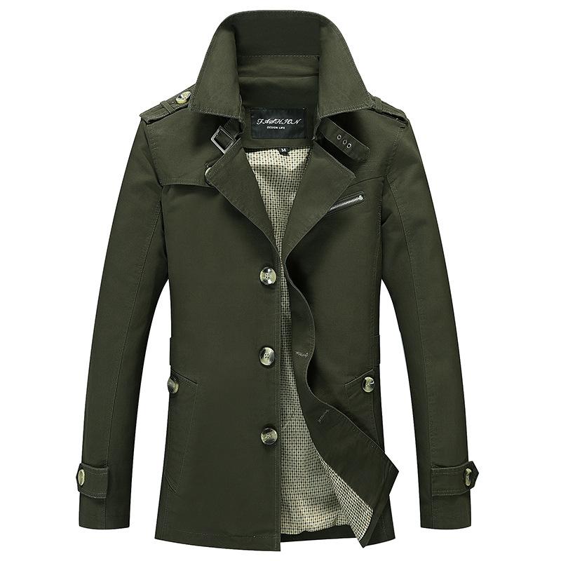 Men's Slim Fit Trench Coat with Lapel Collar, Shoulder Epaulettes & Buckle Cuffs – Smart Casual Outerwear for Work & Everyday Wear