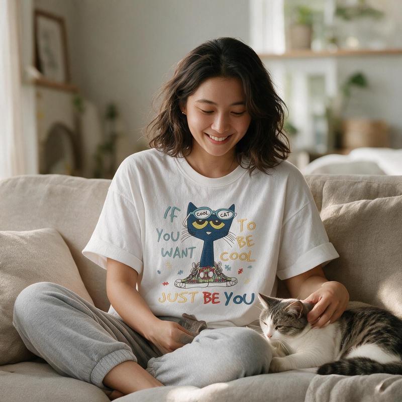 Be Yourself Cat Graphic T-Shirt/Sweatshirt/Hoodie – Cute Vintage Cartoon Tee