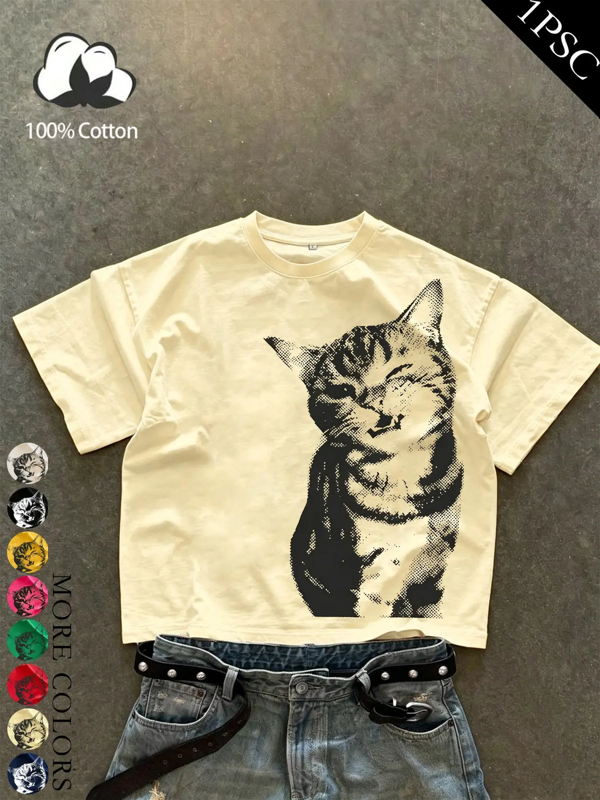 Retro Cute Cat Graphic T-Shirt, Sweatshirt & Hoodie – Funny Pet Lover Vintage Streetwear Apparel