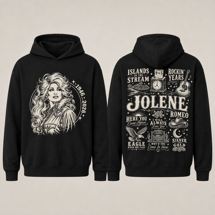 Jolene Country Music Tribute Graphic T-Shirt, Sweatshirt & Hoodie – 1946–2026 Vintage Western Singer Memorial Print, Retro Country Music Apparel