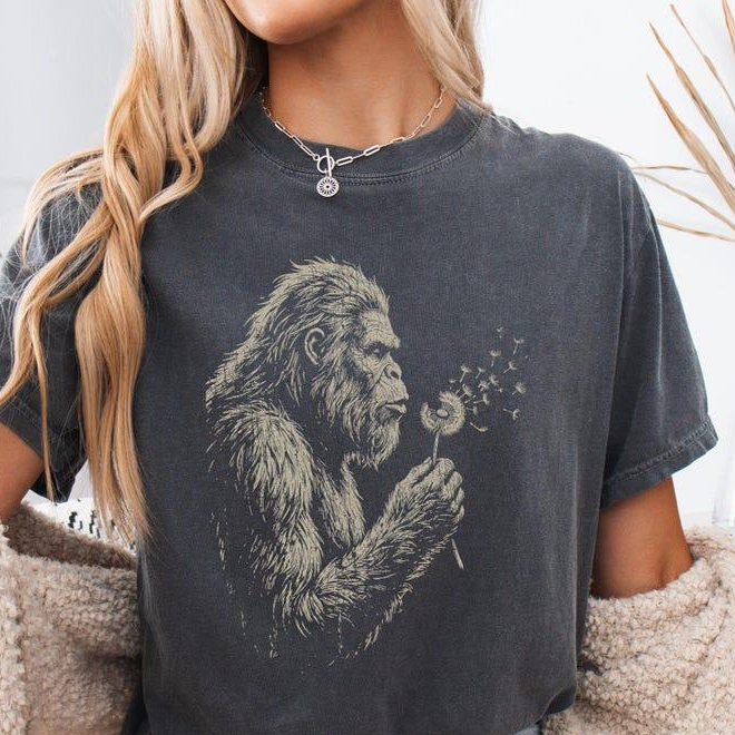 Vintage Sasquatch Nature Tee | Bigfoot Blowing Dandelion Graphic Shirt/Sweatshirt/Hoodie