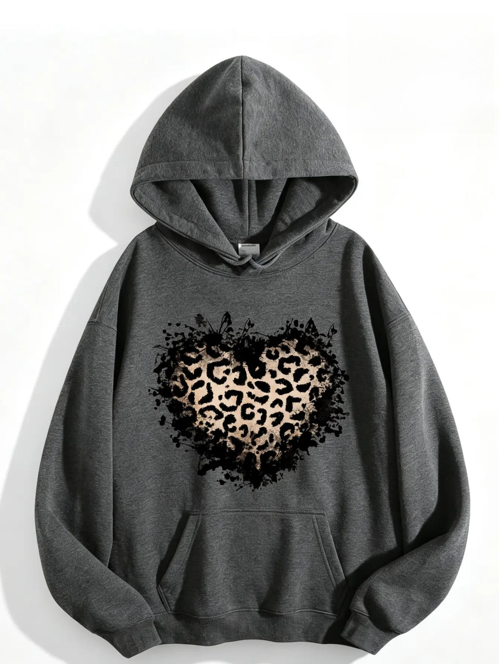 Women’s Leopard Heart Hoodie/Sweatshirt/T-shirt – Distressed Graphic Casual Pullover Sweatshirt