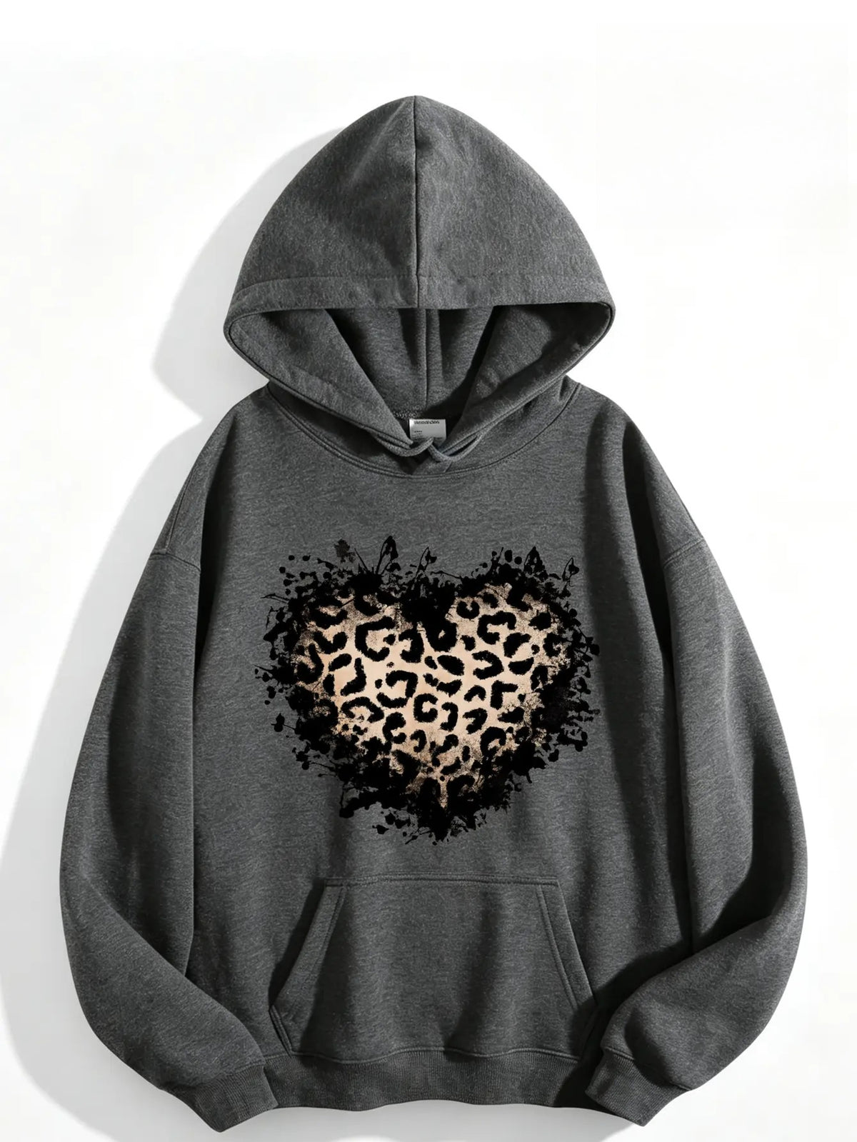 Women’s Leopard Heart Hoodie/Sweatshirt/T-shirt – Distressed Graphic Casual Pullover Sweatshirt