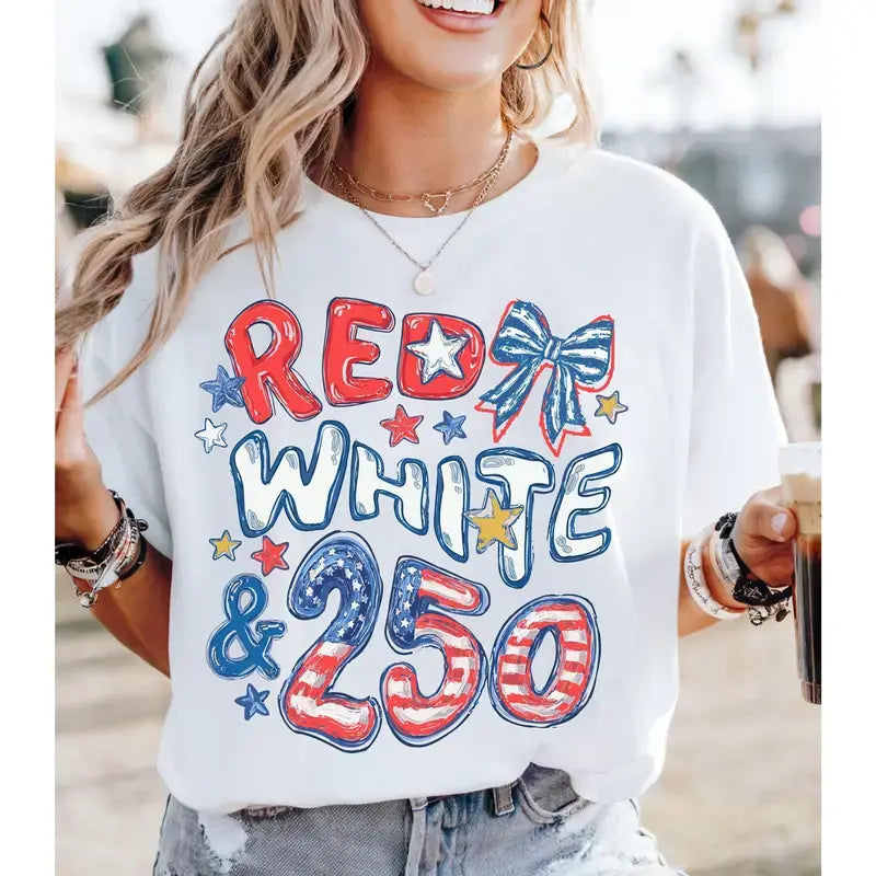 Red, White & 250 Patriotic Graphic Tee/Sweatshirt/Hoodie