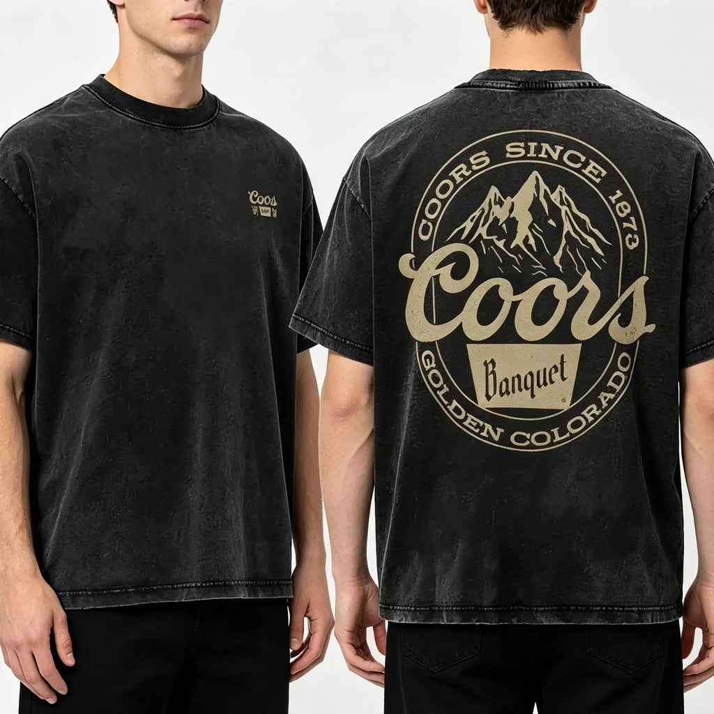 Coors Banquet Mountain Graphic T-Shirt, Sweatshirt & Hoodie – Vintage Western Beer Logo Print, Retro Outdoor Country Apparel