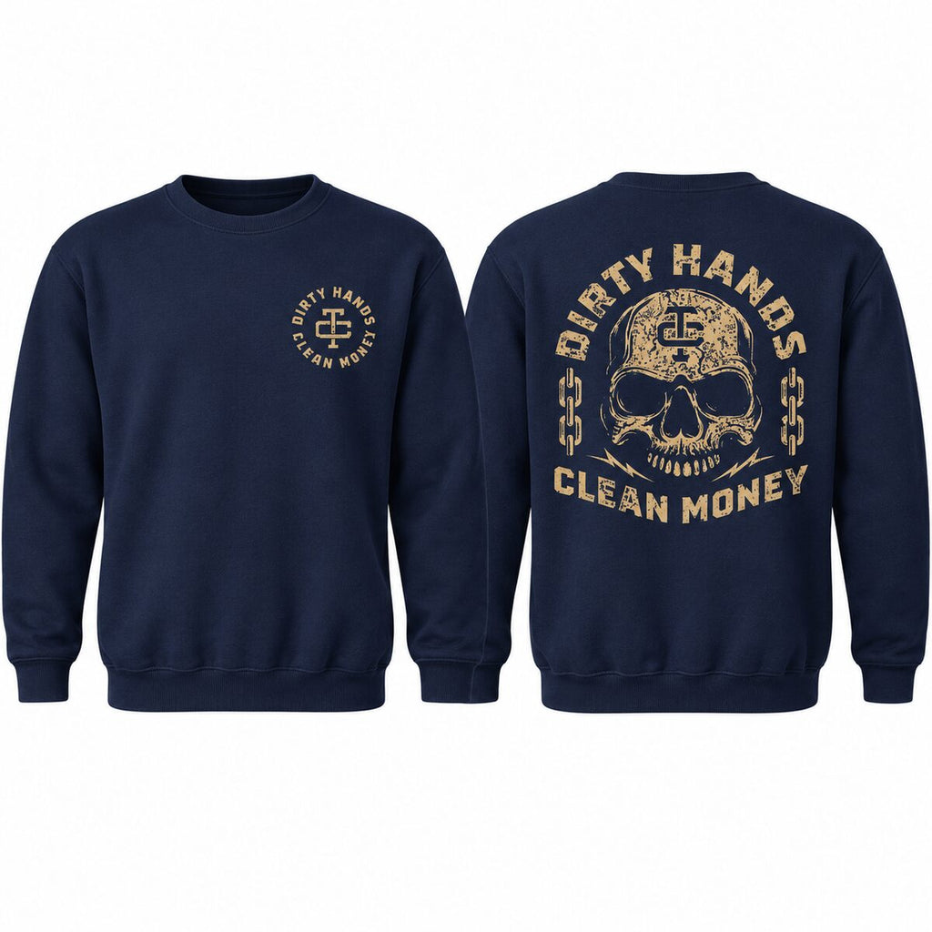 Dirty Hands Clean Money Skull Hoodie/Sweatshirt/T-shirt – Blue Collar Workwear Graphic Pullover